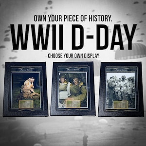 RARE! WWII 1944 D-Day AIRBORNE Drop Zone Sainte-Mère-Eglise Recovered Parachute Fragment with History Display Case (C.O.A. Included)