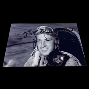 RARE! Original P-47 Pilot U.S. Army Air Force Veteran Cpt. Bill Marshall 97 Flown Missions Autographed Photograph (C.O.A. Included)