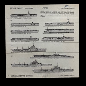 RARE! Original WWII 1944 British Carriers Division of Naval Intelligence Ship Recognition Chart Historical USN Poster (with C.O.A.)