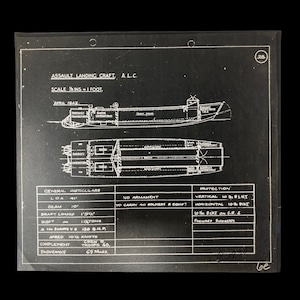 RARE! 1942 WWII LCA Landing Craft Original Design Blueprint D-Day Invasion (with C.O.A.)