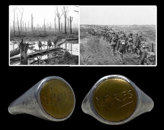 RARE! Original WWI 1914 Ypres British Canadian Expeditionary Force Soldier Handmade Frontline Theater Ring "Wearable History Collection"