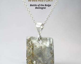 Collar con colgante de metal original de la 101.ª División Aerotransportada de la Segunda Guerra Mundial, Batalla de las Ardenas, Bastogne. Joyería histórica para paracaidistas del ejército estadounidense.