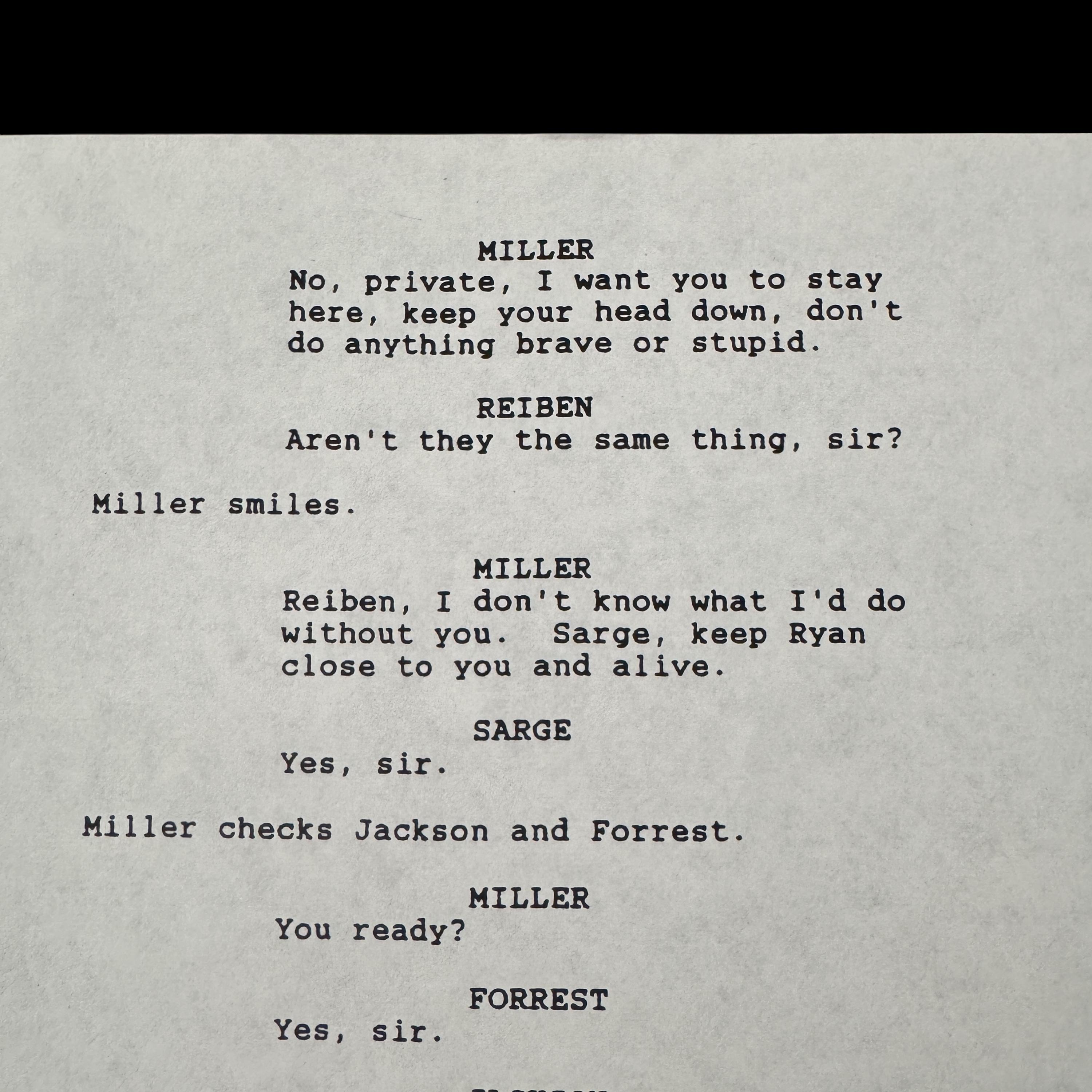 Ryan Evans Script Rare Saving Private Ryan Movie Script: 1st Edition, 1996, With COA - Etsy