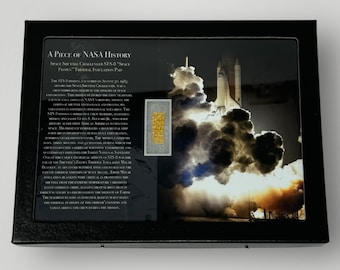 RARE! Original NASA Challenger STS-8 Space Flown Shuttle Gold Solar Thermal Pad Fragment Astronaut History Large Display Case (C.O.A.)