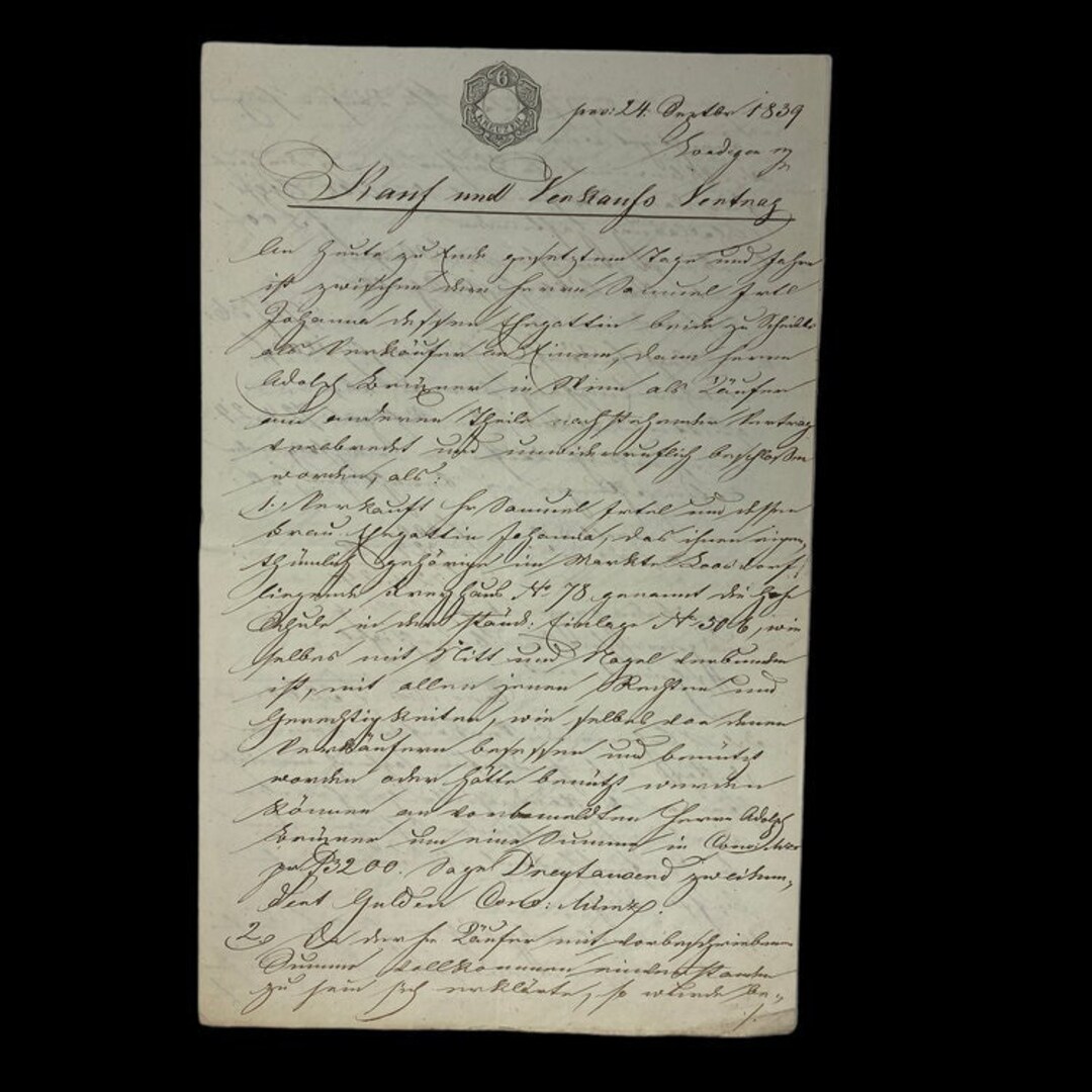 RARE! Original 1839 Handwritten Ink Historical Document (C.O.A ...