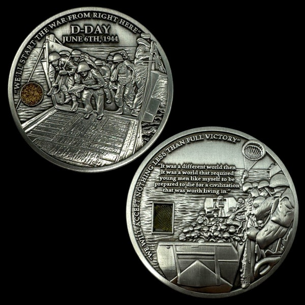 RARE! WWII 1944 Original D-Day Medallion Omaha Utah Beach Pointe Du Hoc Normandy Piece of WW2 History Military Unique Gift (C.O.A. Included)