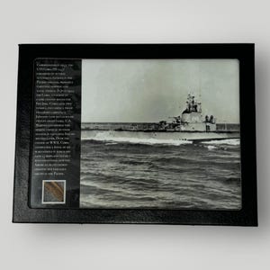 Rare! Original WWII Submarine USS Cobia (SS-245) Wood Deck Fragment Pacific U.S. Navy Military History Gift Large Display Case (with C.O.A.)