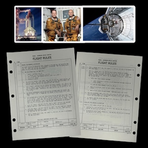 RARE! Original 1981 NASA&#39;s Space Shuttle Columbia STS-3 Mission Astronaut Johnson Space Center Flight Rules Authentic Page (C.O.A. Included)
