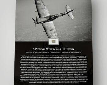 WWII RAF Spitfire 8x10 Print: Authentic Relic Fragment (COA)