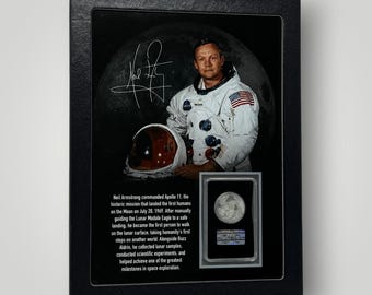 Authentic NASA Neil Armstrong Apollo 11 "Piece of the Lunar Surface" Moon Dust Vintage Astronaut Space History 6x8 Display Gift (C.O.A.)