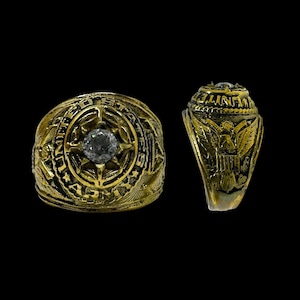 ★１９４３年＊アメリカ軍＊１０Ｋ金/４１７ＧＯＬＤ製＊ＶＦＷＡ議長バッジ（実物） RARE! Original U.S. Army 10K Gold Diamond Ring 1960-70's