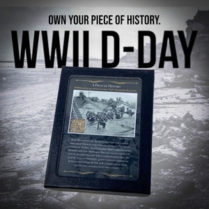 RARE! WWII 1944 D-Day Juno Beach June 6th, 1944 &quot;Courseulles-sur-Mer&quot; Recovered Sand with History Display Case (C.O.A. Included)