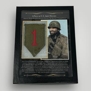 RARE! Original WWII 1st Infantry Division D-Day Omaha Beach Army Soldier 1941-1945 Uniform Patch Gift History Display Case (C.O.A. Included)