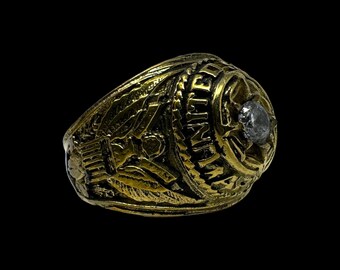 ★１９４３年＊アメリカ軍＊１０Ｋ金/４１７ＧＯＬＤ製＊ＶＦＷＡ議長バッジ（実物） RARE! Original U.S. Army 10K Gold Diamond Ring 1960-70's