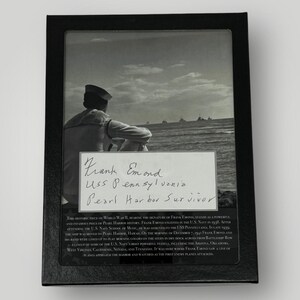 Rare! Original WWII 1941 USS Pennsylvania U.S. Navy Veteran Frank Emond Historical Autographed Inscribed Military Display (COA Included)
