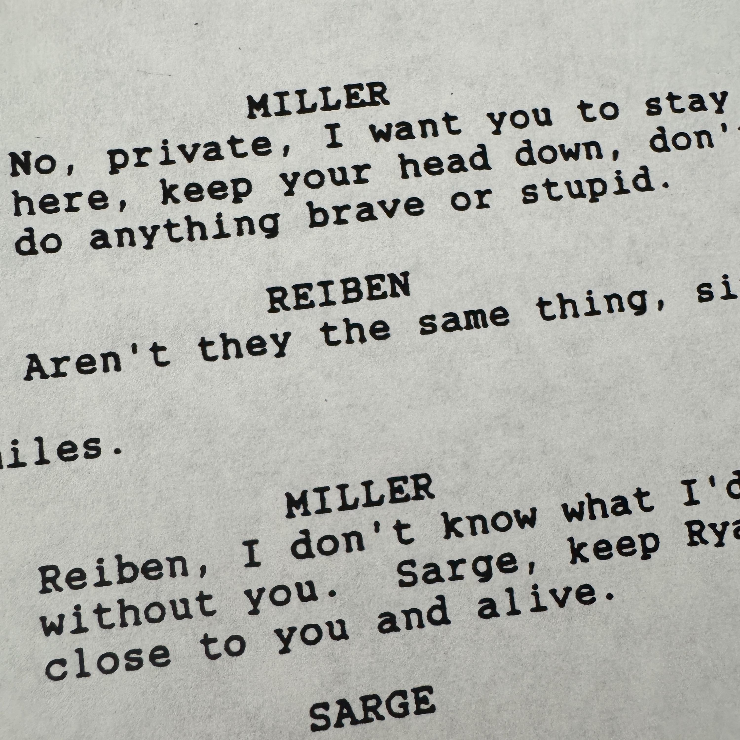 Ryan Evans Script Rare Saving Private Ryan Movie Script: 1st Edition, 1996, With COA - Etsy
