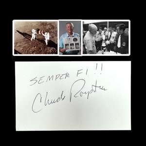 ZELDZAAM! Originele Apollo 11 Senior Engineer & Mission Control Chuck Royston gesigneerde historische NASA Space History Card (inclusief COA)