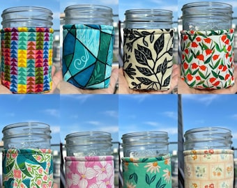 Mason Jar Insulated Cozie / Holder / Sleeve / Sourdough Starter Set / Mason Jar Holder / Coffe Tea Drink Cozie