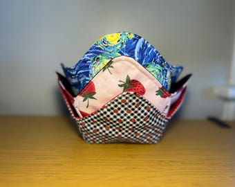 Handmade Microwavable Washable Bowl Cozie | Hot Pad | Soup Ramen Ice Cream Cozie | Kitchen Mom Teacher Gift | Kitchen Accessory