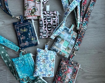 Handmade Summer Vibes Wallet Coin Zipper Pouch Lanyard