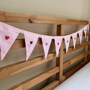 Baby pink nursery bunting with heart embroidery | Nursery decor for girls | Nursery decor | New baby shower gifts | Valentine&#39;s Day