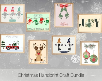 Set of 8 Christmas Handprint and Footprint Crafts Bundle Christmas Activity Christmas Craft for Kids Personalized Christmas Gifts Kids Craft