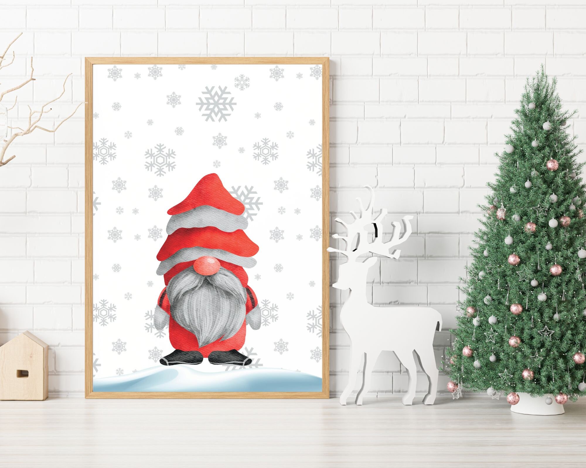 Set of 3 Christmas Gnomes, Christmas Printable, Gnome Christmas Print ...