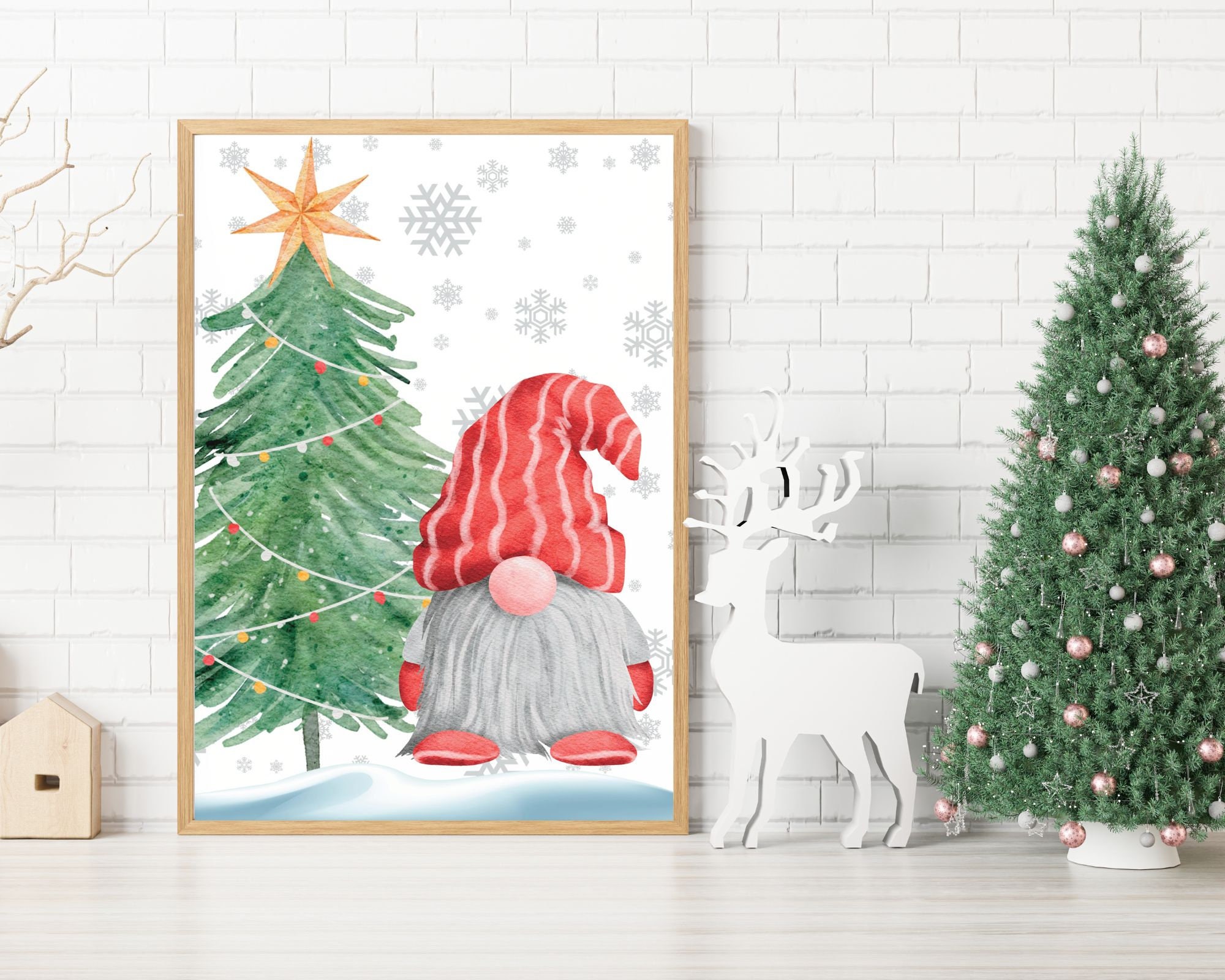 Set of 3 Christmas Gnomes, Christmas Printable, Gnome Christmas Print ...