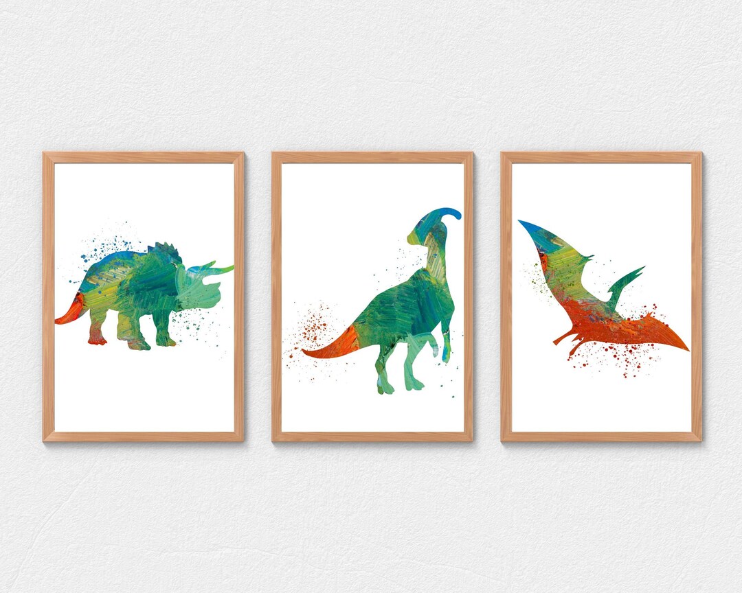 Boy Wall Art Prints Dinosaur Nursery Wall Art Red Dinosaur Boy Room