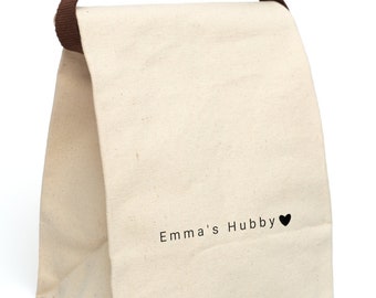 Lunch Bag Personalized Canvas Lunch Bag With Strap Name lunch Bag Office Lunch Bag School Lunch Bag Simple Minimal