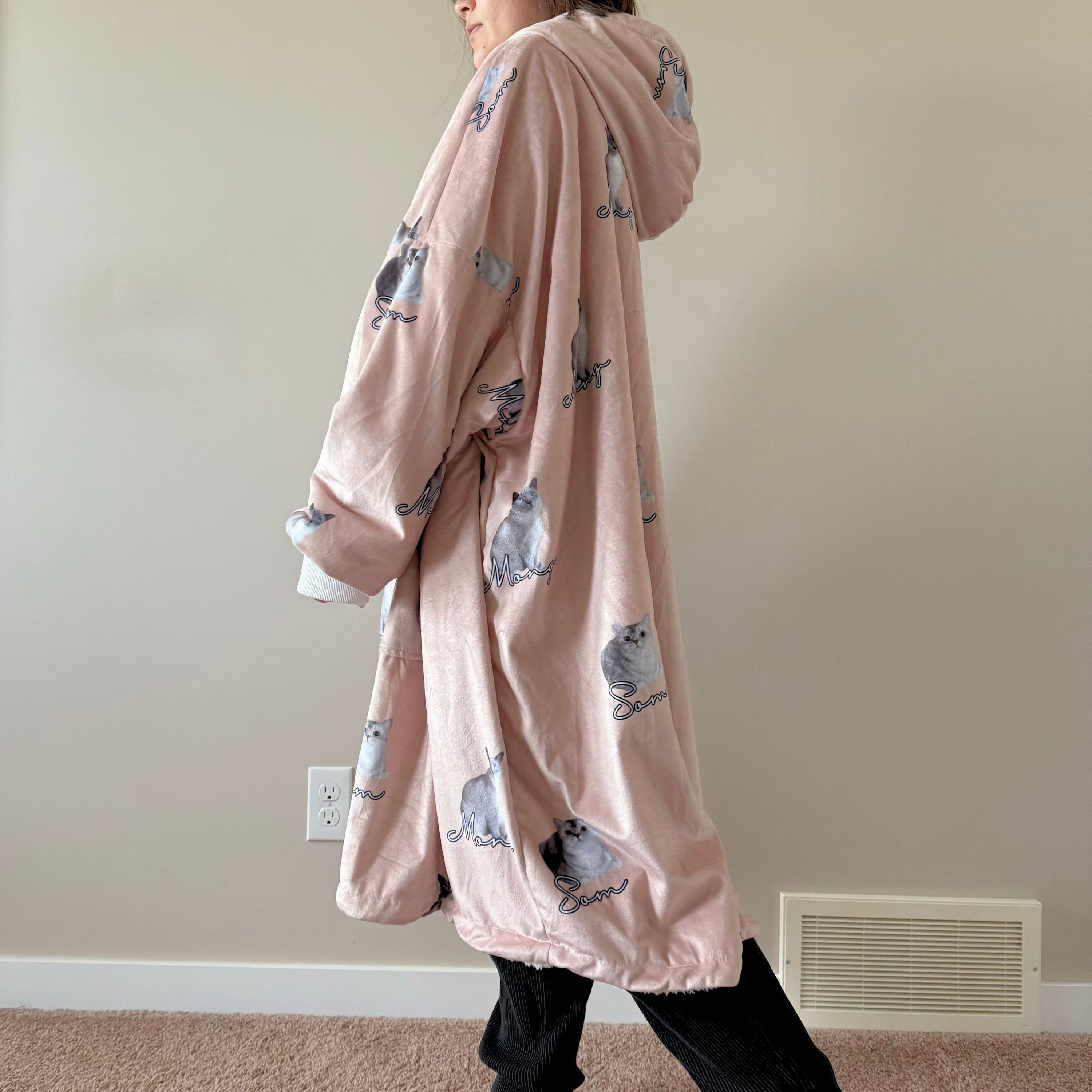 Blanket Hoodie Oversized Pink Etsy UK