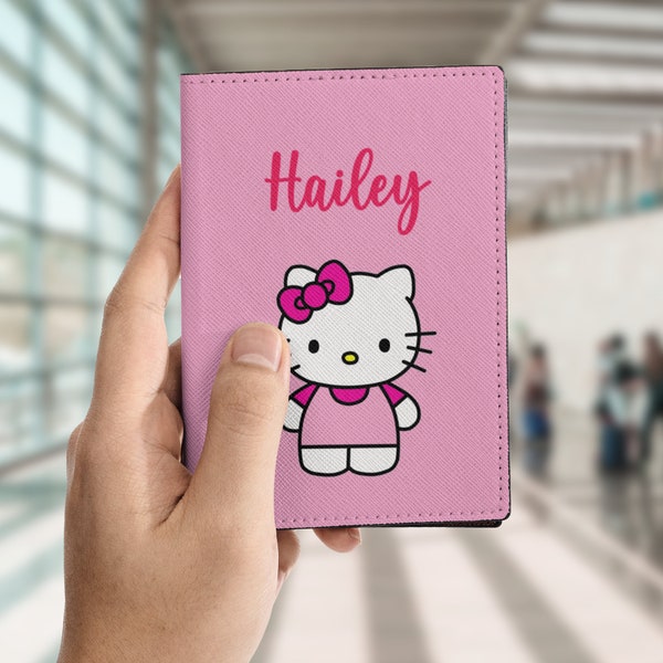 Hello Kitty Passport Holder for Kids Cute Passport Cover Custom  Passport Case Personalized Leather Passport Wallet for Women for Girls