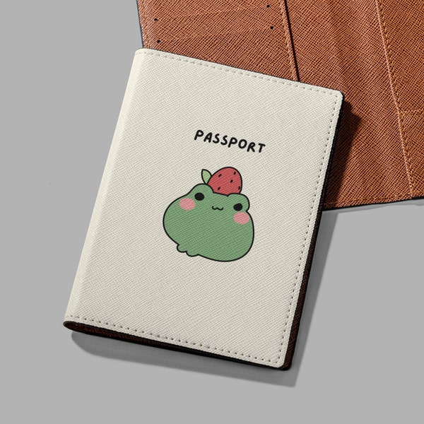 Cute Frog Passport Holder for Women Leather Passport Cover Passport Case for Teen Passport Wallet for Kids Travel Accessories