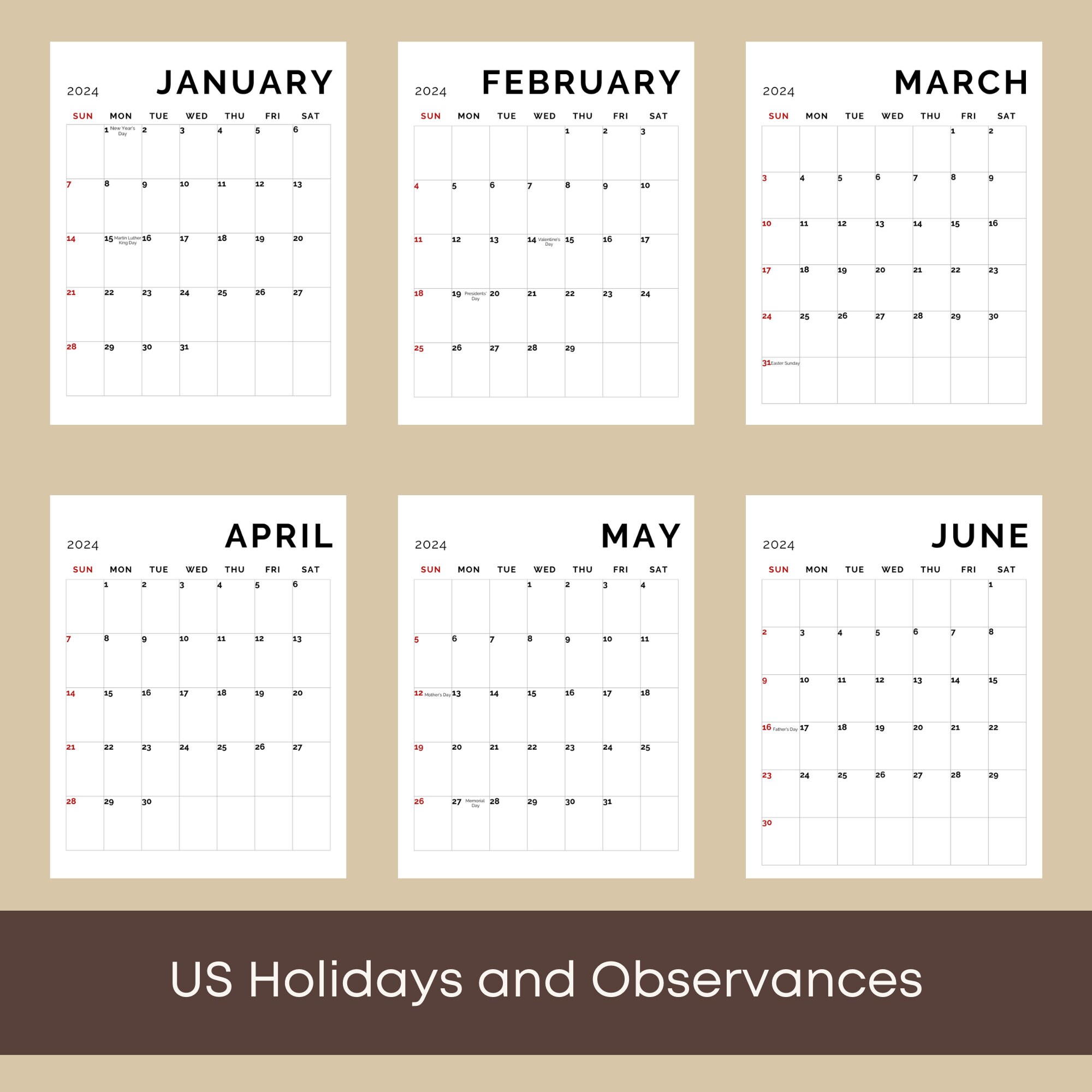 2025 Printable US Calendar With Federal Holidays and Observances