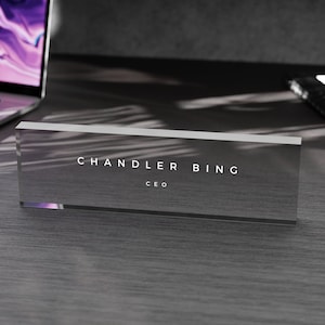 Placa de acrílico para nombre de escritorio Letrero de acrílico para nombre Placa de acrílico rectangular para nombre de oficina Minimalista