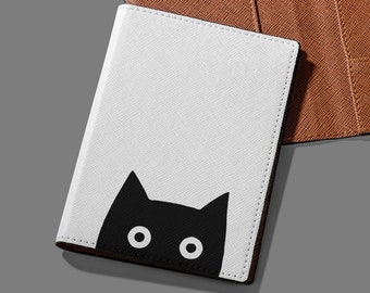 Black Cat Passport Holder Cute Passport Holder for Women for Kids for Men Passport Case Passport Cover Passport Wallet Leather