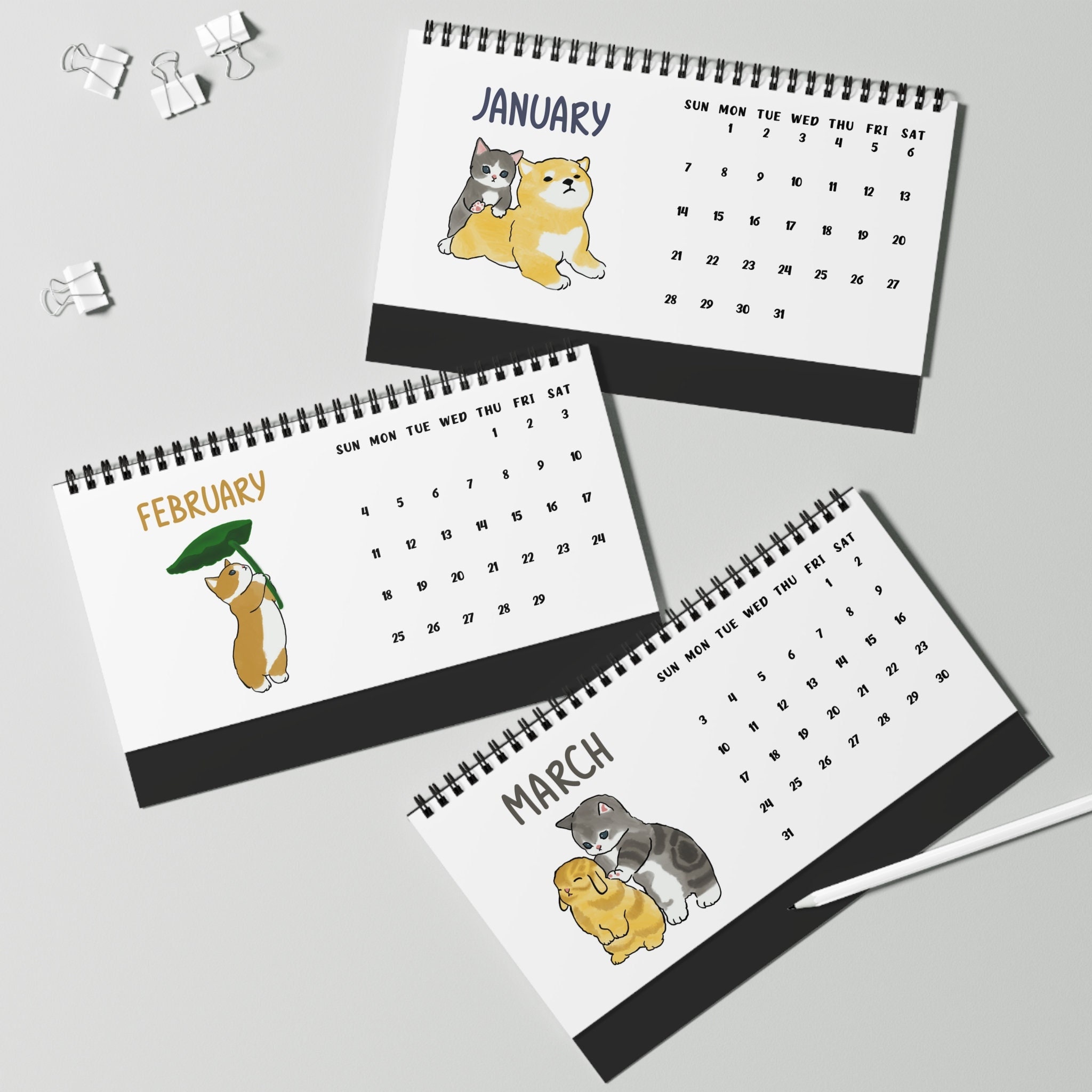 2024 Cat Desk Calendar Monthly Calendar Standing Calendar sold by