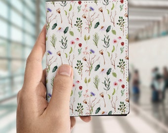 Leather Passport Holder for Women Floral Passport Cover Cute Passport Case Passport Wallet Flower Pattern