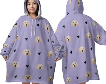 Custom Blanket Hoodie Oversized Custom Pet Wearable Blanket Extra Large Sherpa Blanket Hoodie Personalized