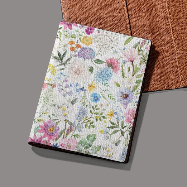 Leather Passport Holder for Women Floral Passport Cover Cute Passport Case Passport Wallet Flower Pattern