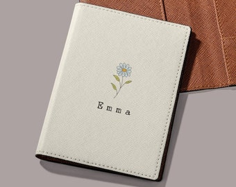 Leather Custom Passport Holder for Women Birth Month Flower Passport Cover Passport Case Passport Wallet Personalized Passport Holder