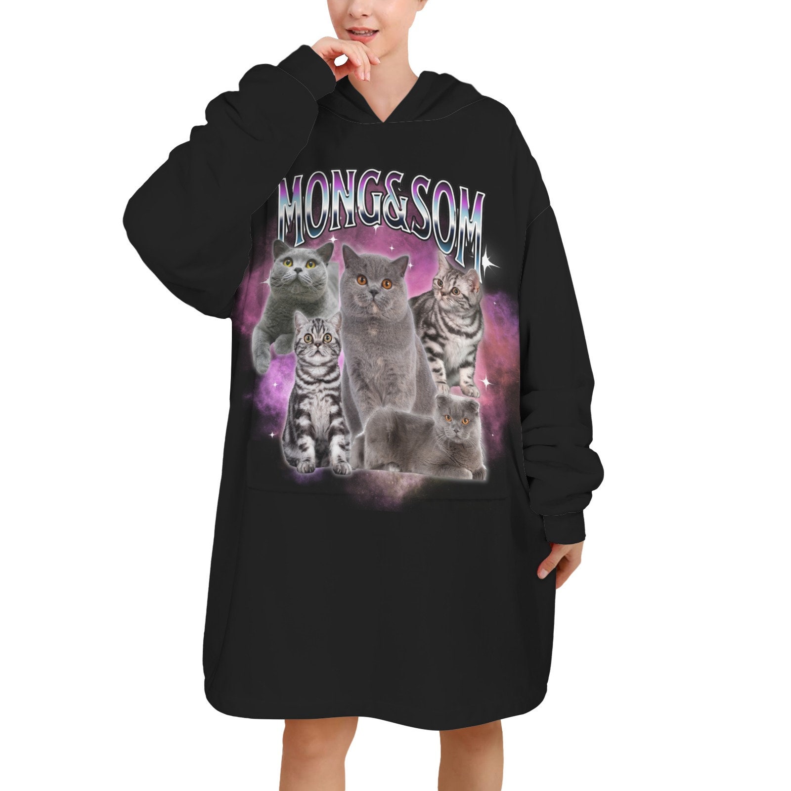 Discover Custom Blanket Hoodi, Family Blanket Hoodie, Personalized Pet Photo
