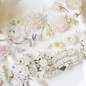 PET-washi-tape met bloemen|Zacht geweven | PET-tape met verbrijzeld omhulsel|Lens van 100 cm|Scrapbooking|Journaling||