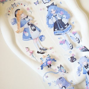 PET-tape met schattige meisjespersonages|Vlindermeisje|Witinktende PET-tape|Lens van 85 cm|Scrapbooking|Journaling||