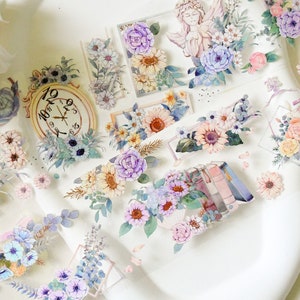 Taśma PET washi z motywem kwiatowym|Zakochana|Taśma PET z efektem kryształu|Pętla 100 cm|Scrapbooking|Prowadzenie dziennika||