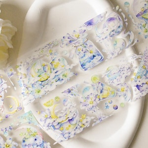 Het huis van maagdenpalm|Fantasiebloem PET-washi-tape|Witinktende PET-tape|Lus van 100 cm|Scrapbooking|Journaling||