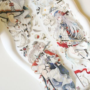 Cute girl PET washi tape|Beauty and hero|shattered-shell effect PET tape|100cm loop|Journaling|Scrapbooking|Junk journal|