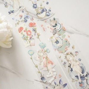 PET-tape schattig meisje|Elf Tale|Witinktende PET-tape|100 cm lus|Scrapbooking|Journaling|Planner