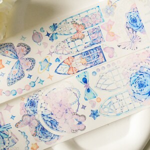 Washi tape à fleurs|Nuage violet|Échantillons de washi tape|boucle de 100 cm|Scrapbooking|Journaling||