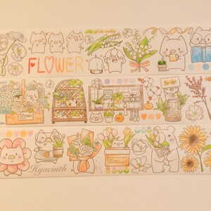 Bloemenwinkel Coco's| Washi-tape van Lulu-pinguïn|lus van 90 cm|Journaling|Scarpbooking|Decortape|小企鹅造物社 花店小猪coco
